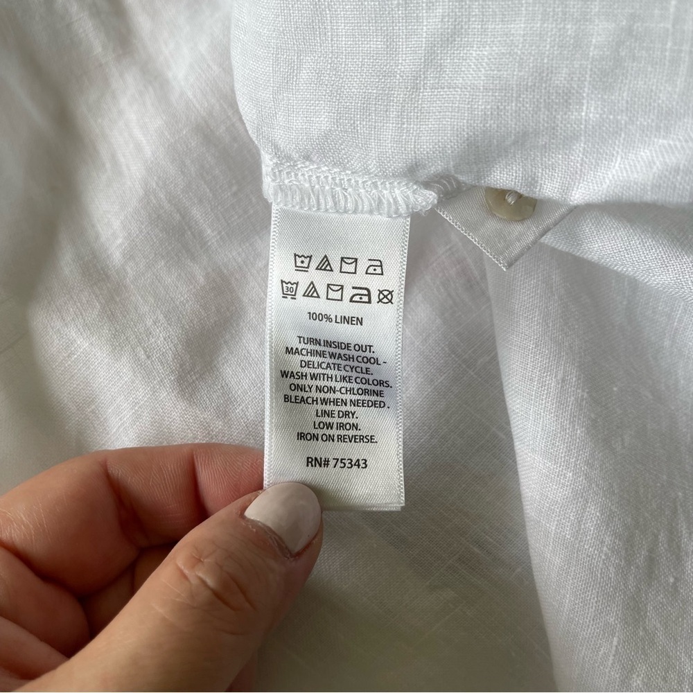 100% linen button down white shirt by SIGRID OLSEN in size M. - Picture 6 of 8